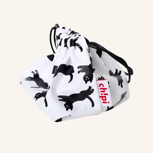 Cat String Pouch - White