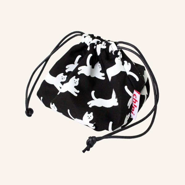 Cat String Pouch - Black
