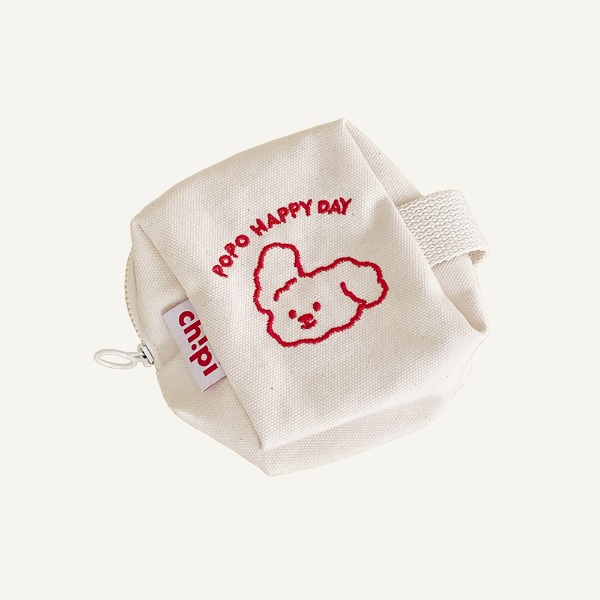 POPO Embroidery Dumpling Pouch(Ivory)