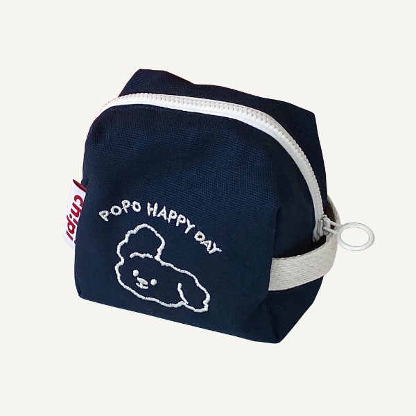 POPO Embroidery Dumpling Pouch(Navy)